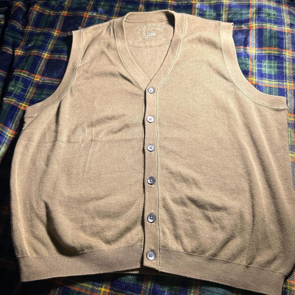 Cutter-buck Mens Tan and Brown Vest